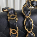 SMALL FLAP BAG 21 IN BLACK CALFSKIN GOLD DOUBLE C THICK CHAIN