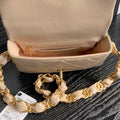 SMALL FLAP BAG 21 IN AKAROA BEIGE CALFSKIN GOLD DOUBLE C THICK CHAIN