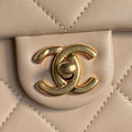 SMALL FLAP BAG 21 IN AKAROA BEIGE CALFSKIN GOLD DOUBLE C THICK CHAIN