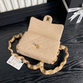 SMALL FLAP BAG 21 IN AKAROA BEIGE CALFSKIN GOLD DOUBLE C THICK CHAIN