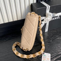 SMALL FLAP BAG 21 IN AKAROA BEIGE CALFSKIN GOLD DOUBLE C THICK CHAIN
