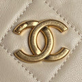 HOBO BAG 24 IN BEIGE CALFSKIN GOLD DOUBLE C THICK CHAIN