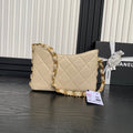 HOBO BAG 24 IN BEIGE CALFSKIN GOLD DOUBLE C THICK CHAIN