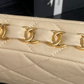 HOBO BAG 24 IN BEIGE CALFSKIN GOLD DOUBLE C THICK CHAIN