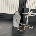 HOBO BAG 21 IN RHINO GRAY GRAINED CALFSKIN GOLD HARDWARE