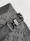 DUO CROSSBAG BAG 42 IN BLACK EMBOSSED CALFSKIN