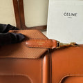 FLAP SHOULDER BAG 23 IN BRONZE BROWN LAMBSKIN GOLD HARDWARE
