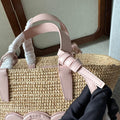 TEEN SUPPLE CELINE 22 PINK IN RAFFIA AND CALFSKIN