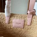 TEEN SUPPLE CELINE 22 PINK IN RAFFIA AND CALFSKIN