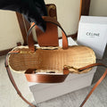 TEEN COUFFIN 32 IN BEIGE WINKER AND BROWN CALFSKIN TRIM