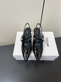 JUDY DOUBLE STRAP MARY JANE SLINGBACK IN BLACK PATENT CALFSKIN