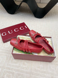 GG BALLET FLAT CRIMSON HORIZONTAL STRAPS LAMBSKIN