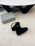 FLAT ANKLE BOOTS IN BLACK SUEDE AND SHEARLING LINING