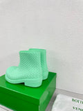 FIREMAN BOOTS IN GREEN MINT RUBBER WITH ICONIC INTRECCIO MOTIF
