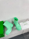FIREMAN BOOTS IN GREEN MINT RUBBER WITH ICONIC INTRECCIO MOTIF