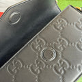 SUPER MINI SHOULDER BAG 21 IN BLACK EMBOSSED CALFSKIN