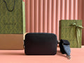 SMALL CROSSBODY BAG 24 WITH TAG IN BLACK CALFSKIN AND CANVAS TRIM
