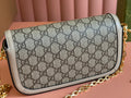 GG HORSEBIT 1955 BAG 24 IN BEIGE CANVAS AND WHITE CALFSKIN