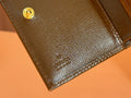 HORSEBIT 1955 CARD CASE WALLET 11.5 IN BEIGE EBONY GG CANVAS BROWN CALFSKIN