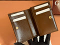 HORSEBIT 1955 CARD CASE WALLET 11.5 IN BEIGE EBONY GG CANVAS BROWN CALFSKIN