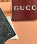 INTERIOR GG PASSPORT CASE 12 IN GREY CALFSKIN