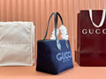 SMALL TOTISSIMA REVERSIBLE TOTE 22 IN DARK BLUE DENIM ONE SIDE BEIGE AND BLUE CALFSKIN ON THE OTHER