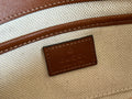SMALL HORSEBIT 1955 SHOULDER BAG 22.6 IN BEIGE/EBONY GG WITH BROWN CALFSKIN TRIM