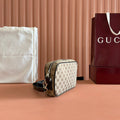 SMALL CROSSBODY BAG 23.5 IN BEIGE AND DARK BROWN GG CANVAS