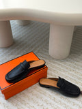 IENA MULE BLACK AND TAWNY CALFSKIN