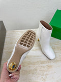 KNOT ANKLE BOOT IN WHITE CALFSKIN WITH GOLD METAL HEEL 9 CM