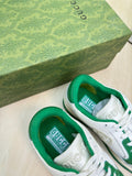 GG INTERLOCKING G SNEAKER WHITE GREEN CALFSKIN AND FABRIC