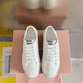 Lace - up Platform Shoes White Canvas