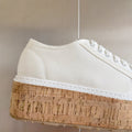 Lace - up Platform Shoes White Canvas