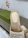 GG INTERLOCKING G ESPADRILLE CREAM FABRIC