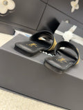 FLAT SLIDE IN BLACK SUEDE WITH GOLD CRYSTALS