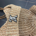 KNITTED BEANIE HAT WITH CUTE EARS IN PEANUT BROWN WOOL 403485