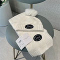 SET KNITTED SCARF AND HAT IN WHITE WOOL AND FOX FUR 434630