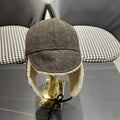 KNITTED TRAPPER HAT IN GRAY WOOL 439525