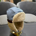 TRAPPER HAT IN LIGHT BLUE SUEDE AND RABBIT FUR 439536