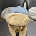 TRAPPER HAT IN LIGHT BLUE SUEDE AND RABBIT FUR 439536