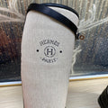 KNEE HIGH BOOTS IN BLACK CALFSKIN AND WHITE FABRIC