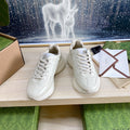 GG COUPLE TRAINER WHITE CALFSKIN WITH STRAWBERRY ICON