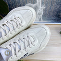 GG COUPLE TRAINER WHITE CALFSKIN WITH LEMON ICON