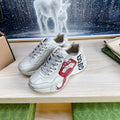 GG COUPLE TRAINER WHITE CALFSKIN WITH LIP ICON