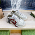 GG COUPLE TRAINER WHITE CALFSKIN WITH LIP ICON