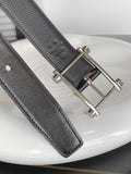 HM REVERSIBLE BLACK LEATHER STRAP 32 MM SILVER HARDWARE