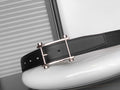 HM REVERSIBLE BLACK LEATHER STRAP 32 MM SILVER HARDWARE
