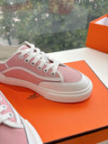 GET SNEAKER IN ROSE PINK MAXI CANVAS AND WHITE CALFSKIN