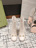 HORSEBIT ANKLE BOOTS 9.5CM IN WHITE SHEEPSKIN
