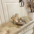 LACE-UP SANDAL IN WHITE CREAM METALLIZED MESH AND LEATHER WITH RHINSTONES 9 CM